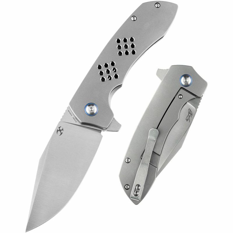 Entity K1036B1 Satin CPM-S35VN Blade Bead Blasted Titanium Handle with Nalu Knives design | Folding Pocket Knives