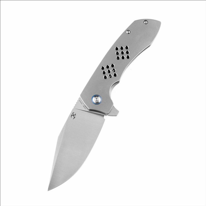 Entity K1036B1 Satin CPM-S35VN Blade Bead Blasted Titanium Handle with Nalu Knives design | Folding Pocket Knives