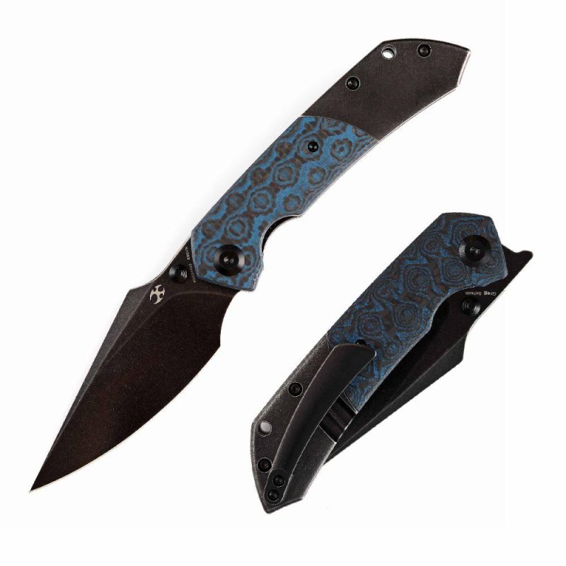 Fenrir Flipper Knife Rose Pattern Carbon Fiber+ Titanium Handle (3.48” CPM-S35VN Blade) Greg Schob Design -K1034A11 | Folding Pocket Knives