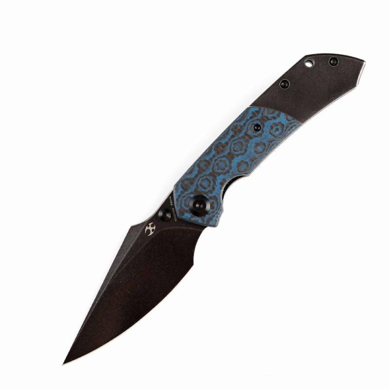 Fenrir Flipper Knife Rose Pattern Carbon Fiber+ Titanium Handle (3.48” CPM-S35VN Blade) Greg Schob Design -K1034A11 | Folding Pocket Knives