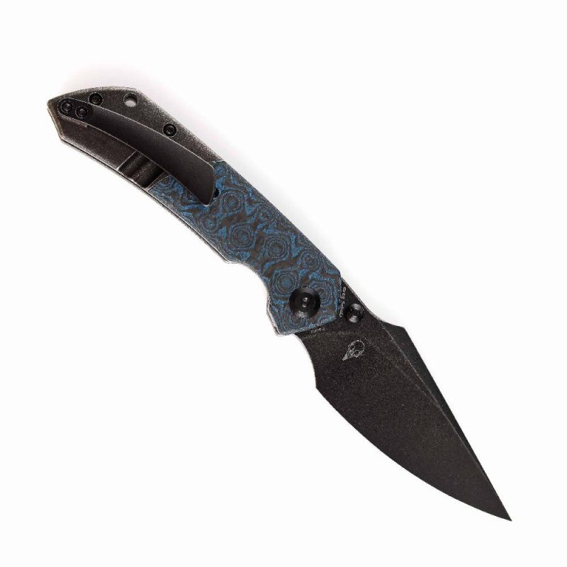 Fenrir Flipper Knife Rose Pattern Carbon Fiber+ Titanium Handle (3.48” CPM-S35VN Blade) Greg Schob Design -K1034A11 | Folding Pocket Knives