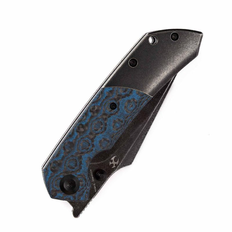 Fenrir Flipper Knife Rose Pattern Carbon Fiber+ Titanium Handle (3.48” CPM-S35VN Blade) Greg Schob Design -K1034A11 | Folding Pocket Knives