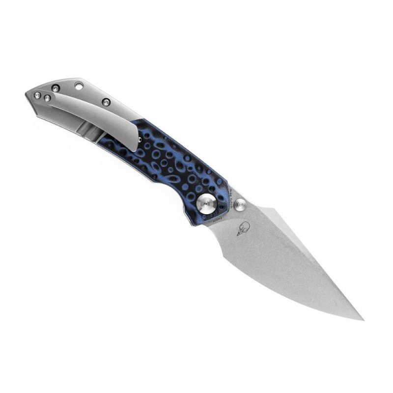 Fenrir Flipper/Thumb Hole Knife Black and Blue G10 + Titanium Handle (3.48” CPM-S35VN Blade) Greg Schob Design-K1034A3 | Folding Pocket Knives