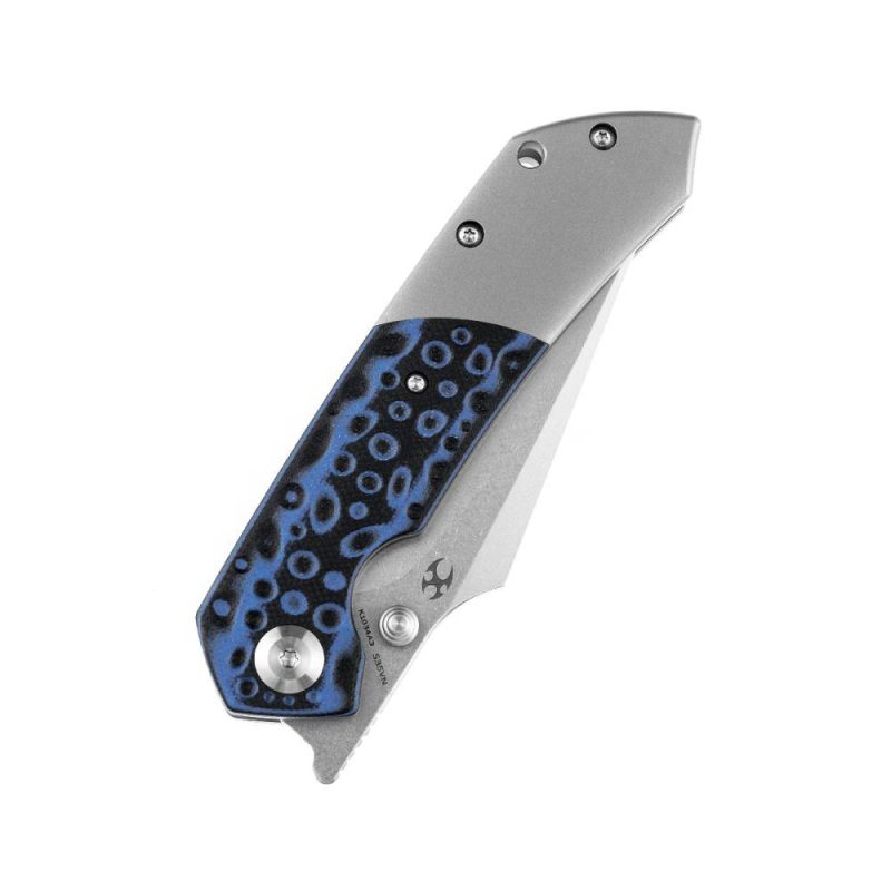 Fenrir Flipper/Thumb Hole Knife Black and Blue G10 + Titanium Handle (3.48” CPM-S35VN Blade) Greg Schob Design-K1034A3 | Folding Pocket Knives