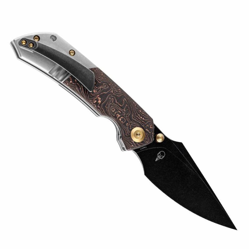 Fenrir Flipper/Thumb Hole Knife Copper Carbon Fiber + Titanium Handle (3.48” CPM-S35VN Blade) Greg Schob Design-K1034A9 | Folding Pocket Knives