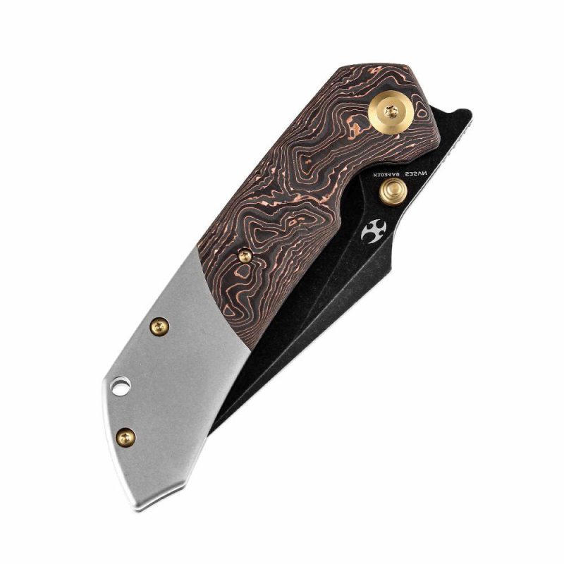 Fenrir Flipper/Thumb Hole Knife Copper Carbon Fiber + Titanium Handle (3.48” CPM-S35VN Blade) Greg Schob Design-K1034A9 | Folding Pocket Knives