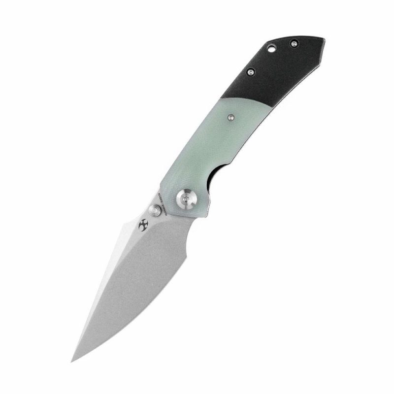 Fenrir Flipper/Thumb Hole Knife Jade G10 +Titanium Handle (3.48” CPM-S35VN Blade) Greg Schob Design-K1034A5 | Folding Pocket Knives