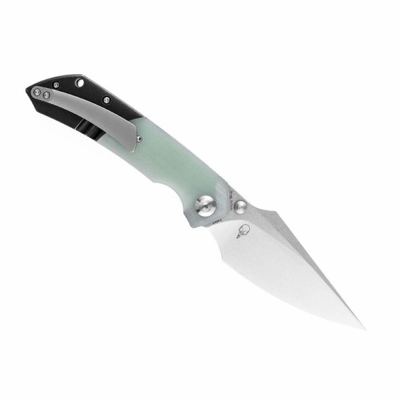 Fenrir Flipper/Thumb Hole Knife Jade G10 +Titanium Handle (3.48” CPM-S35VN Blade) Greg Schob Design-K1034A5 | Folding Pocket Knives