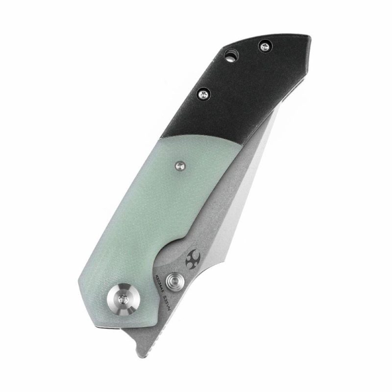 Fenrir Flipper/Thumb Hole Knife Jade G10 +Titanium Handle (3.48” CPM-S35VN Blade) Greg Schob Design-K1034A5 | Folding Pocket Knives