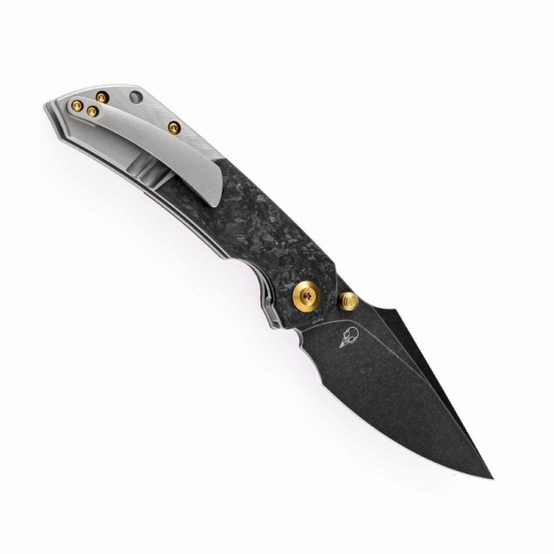 Fenrir Flipper/Thumb Hole Knife Shred Carbon Fiber +Titanium Handle (3.48” CPM-S35VN Blade) Greg Schob Design-K1034A1 | Folding Pocket Knives