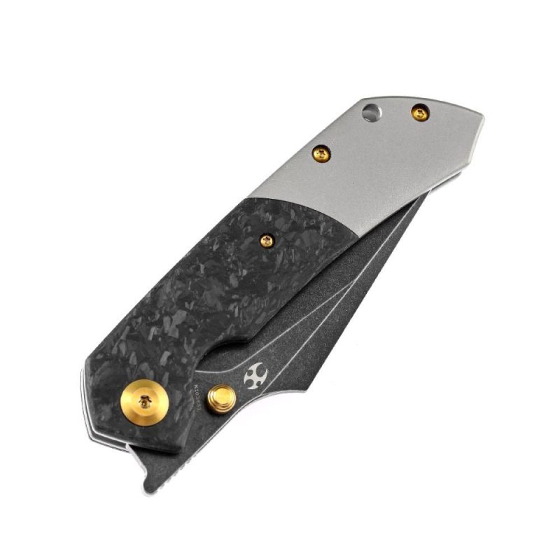 Fenrir Flipper/Thumb Hole Knife Shred Carbon Fiber +Titanium Handle (3.48” CPM-S35VN Blade) Greg Schob Design-K1034A1 | Folding Pocket Knives