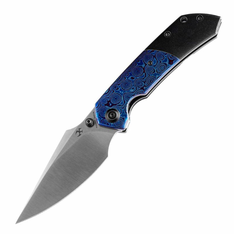 Fenrir Flipper/Thumb Hole Knife Titanium + Timascus Handle (3.48” CPM-S35VN Blade) Greg Schob Design-K1034A7 | Folding Pocket Knives