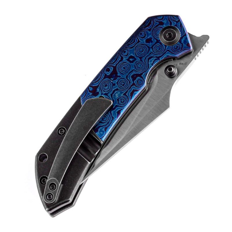 Fenrir Flipper/Thumb Hole Knife Titanium + Timascus Handle (3.48” CPM-S35VN Blade) Greg Schob Design-K1034A7 | Folding Pocket Knives