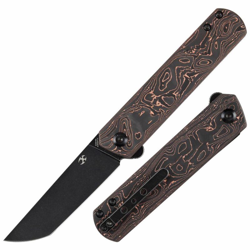 Foosa Slip Joint/Flipper Knife Copper Carbon Fiber Handle (3.06"CPM S35VN Blade) Rolf Helbig Design-K2020T3 Copper | Folding Pocket Knives