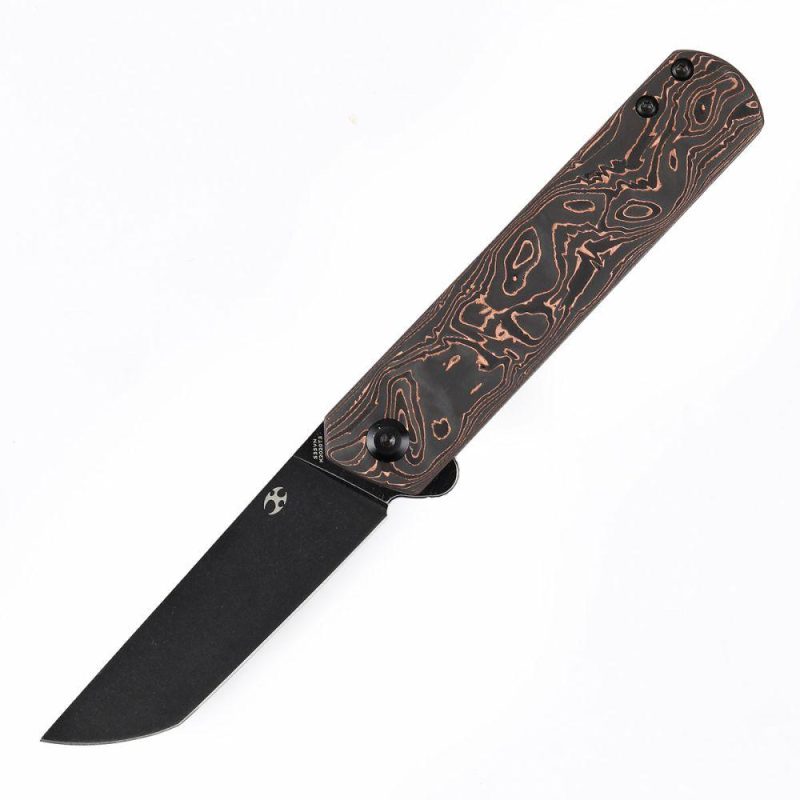 Foosa Slip Joint/Flipper Knife Copper Carbon Fiber Handle (3.06"CPM S35VN Blade) Rolf Helbig Design-K2020T3 Copper | Folding Pocket Knives