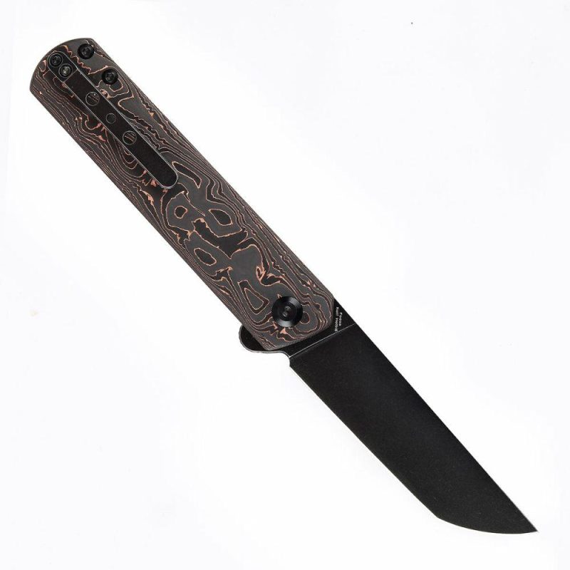 Foosa Slip Joint/Flipper Knife Copper Carbon Fiber Handle (3.06"CPM S35VN Blade) Rolf Helbig Design-K2020T3 Copper | Folding Pocket Knives