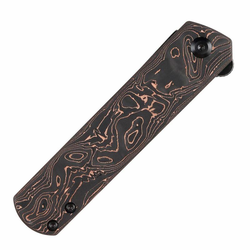 Foosa Slip Joint/Flipper Knife Copper Carbon Fiber Handle (3.06"CPM S35VN Blade) Rolf Helbig Design-K2020T3 Copper | Folding Pocket Knives