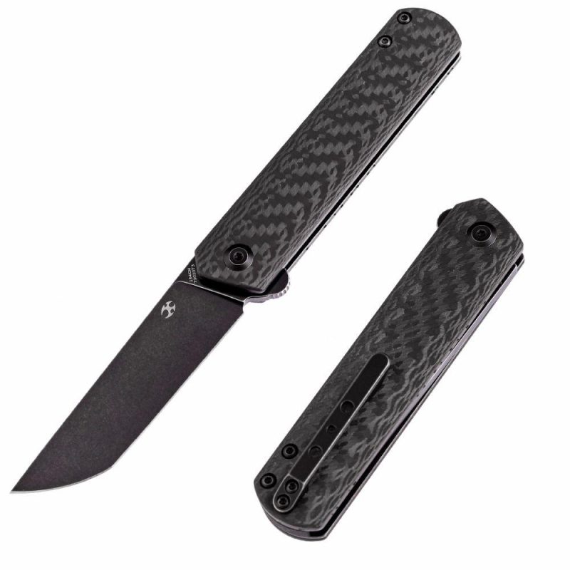 Foosa T2020T3 154CM Blade Twill Carbon Fiber Handle with Rolf Helbig Design Black | Folding Pocket Knives