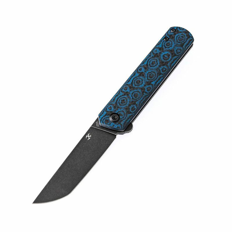 Foosa T2020T7 154CM Blade Non Locking Folding Knife Blue and Black Rose Carbon Fiber Handle Black And Blue | Folding Pocket Knives