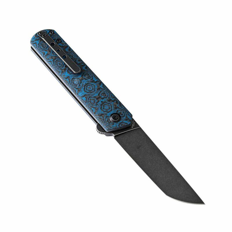 Foosa T2020T7 154CM Blade Non Locking Folding Knife Blue and Black Rose Carbon Fiber Handle Black And Blue | Folding Pocket Knives