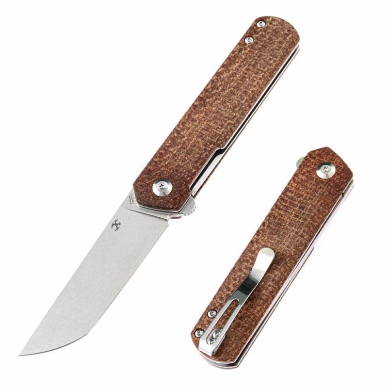 Foosa X2020T1 154CM Blade Liner Lock Folder Brown Micarta Handle Rolf Helbig Design Brown | Folding Pocket Knives