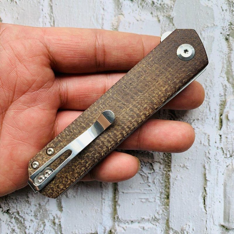 Foosa X2020T1 154CM Blade Liner Lock Folder Brown Micarta Handle Rolf Helbig Design Brown | Folding Pocket Knives