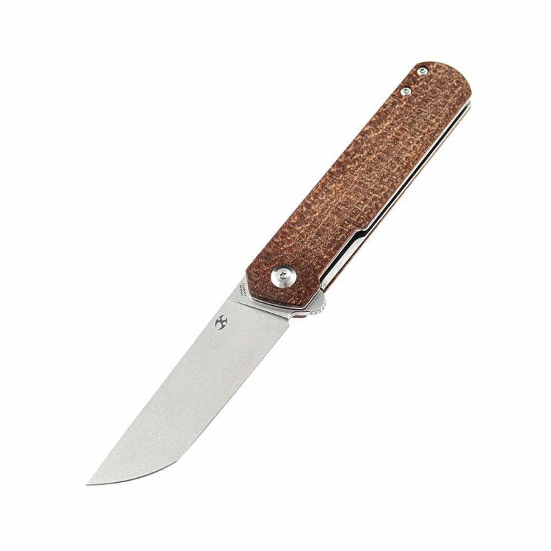 Foosa X2020T1 154CM Blade Liner Lock Folder Brown Micarta Handle Rolf Helbig Design Brown | Folding Pocket Knives