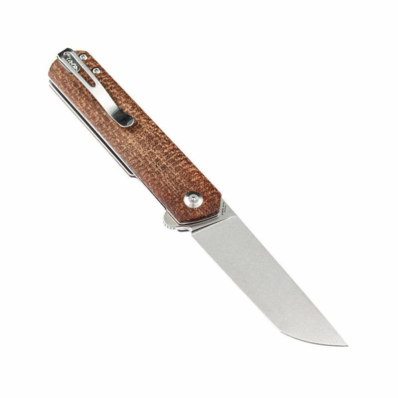 Foosa X2020T1 154CM Blade Liner Lock Folder Brown Micarta Handle Rolf Helbig Design Brown | Folding Pocket Knives