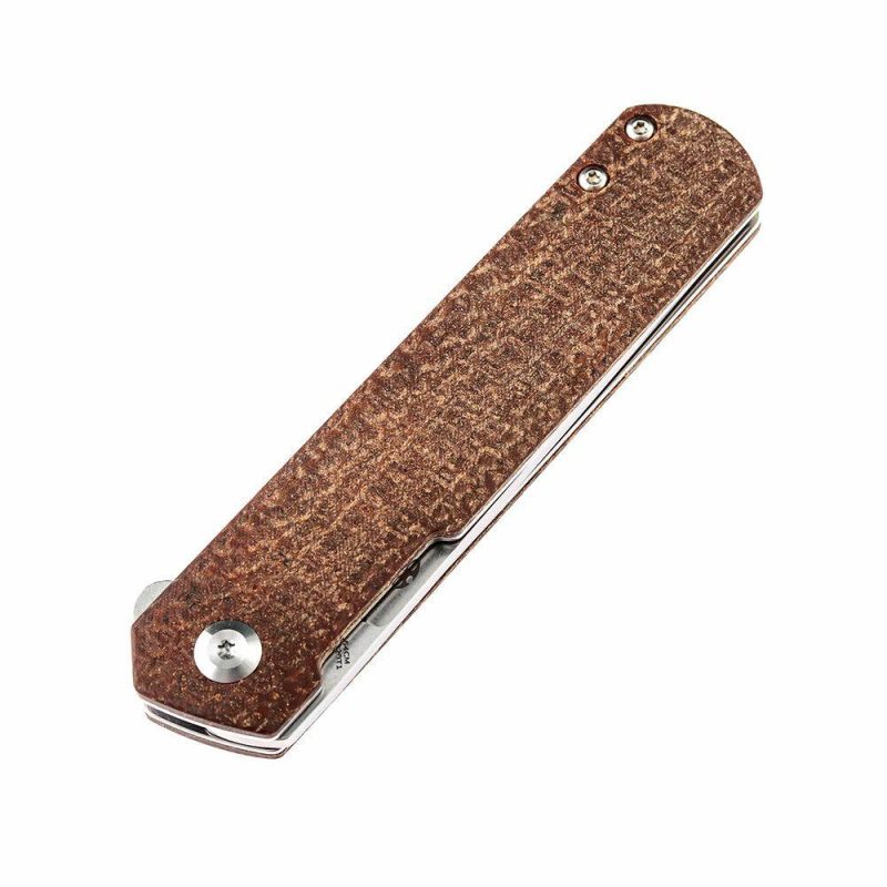 Foosa X2020T1 154CM Blade Liner Lock Folder Brown Micarta Handle Rolf Helbig Design Brown | Folding Pocket Knives