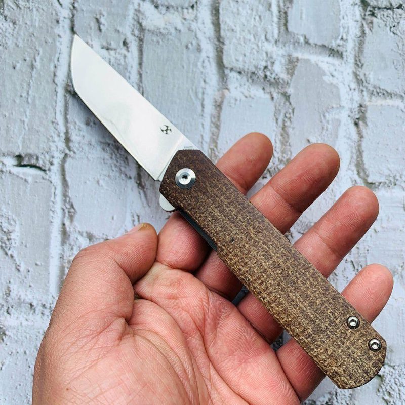 Foosa X2020T1 154CM Blade Liner Lock Folder Brown Micarta Handle Rolf Helbig Design Brown | Folding Pocket Knives