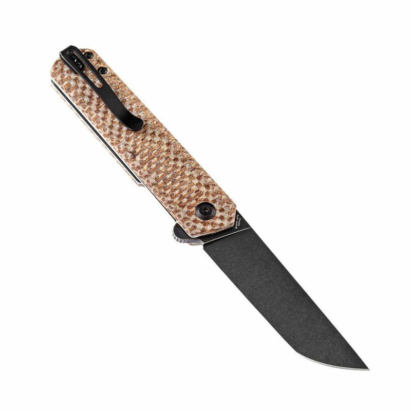 Foosa X2020T2 154CM Blade Liner Lock Folder Plaid Brown Micarta Handle Rolf Helbig Design Brown | Folding Pocket Knives