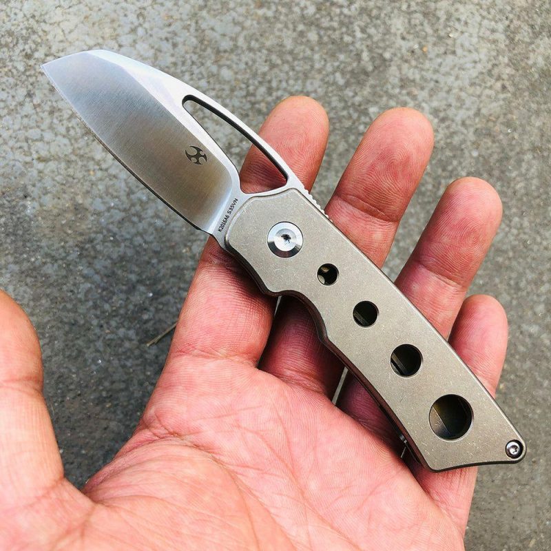 Goblin K2016A6 CPM-S35VN Blade and Titanium Handle with Holes Marshall Noble Design Gray | Folding Pocket Knives