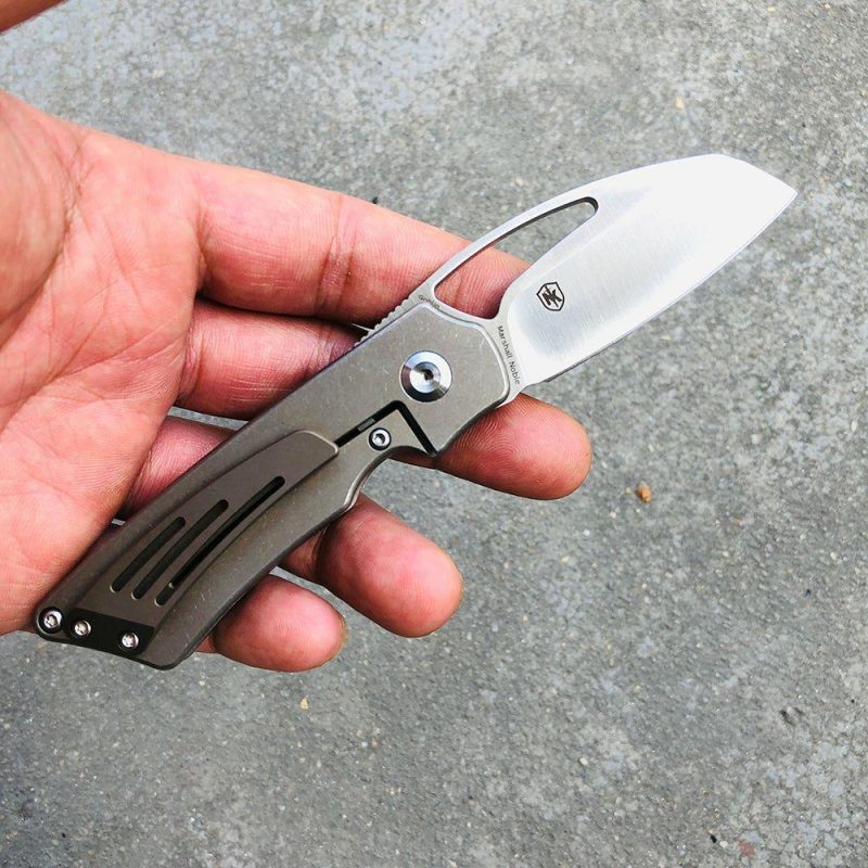 Goblin K2016A6 CPM-S35VN Blade and Titanium Handle with Holes Marshall Noble Design Gray | Folding Pocket Knives