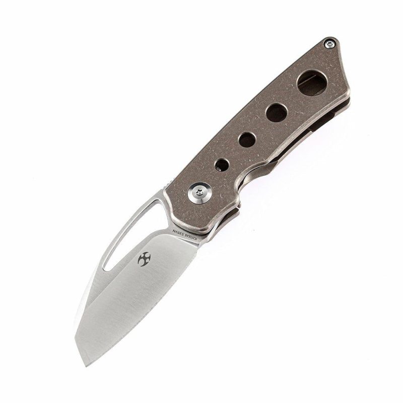 Goblin K2016A6 CPM-S35VN Blade and Titanium Handle with Holes Marshall Noble Design Gray | Folding Pocket Knives