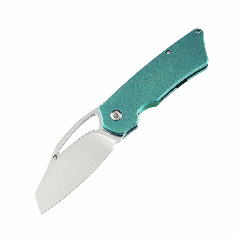 Goblin XL K1016A4 Marshall Noble Green Anodized Titanium with Orange Peel Finish Handle Stonewashed CPM-S35VN Blade | Folding Pocket Knives