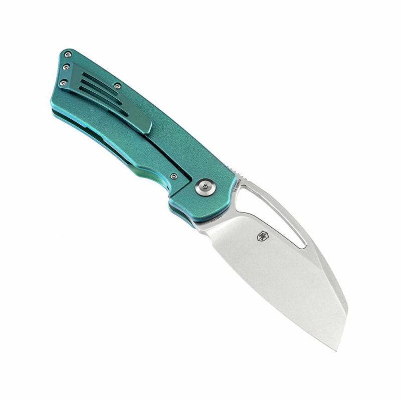 Goblin XL K1016A4 Marshall Noble Green Anodized Titanium with Orange Peel Finish Handle Stonewashed CPM-S35VN Blade | Folding Pocket Knives