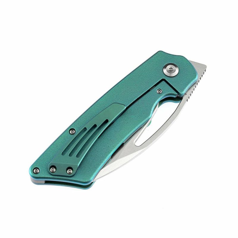 Goblin XL K1016A4 Marshall Noble Green Anodized Titanium with Orange Peel Finish Handle Stonewashed CPM-S35VN Blade | Folding Pocket Knives