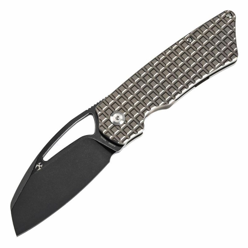 Goblin XL Thumb Hole Knife Bronze Anodized Titanium with Frag Pattern Handle ( 3.50”CPM-S35VN Blade) Marshall Noble Design-K1016W1 | Folding Pocket Knives