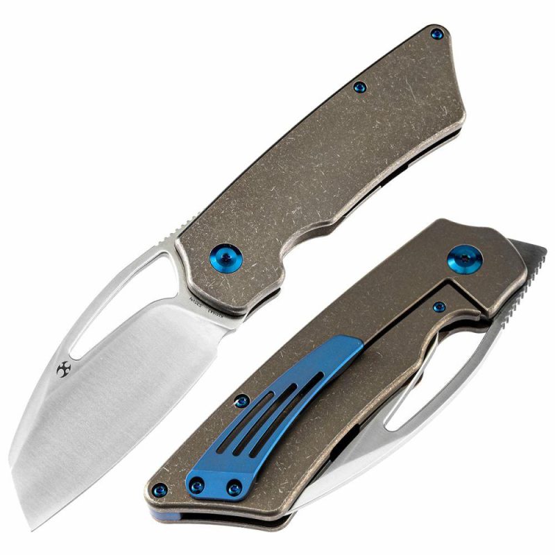 Goblin XL Thumb Hole Knife Bronzed Anodized Titanium Handle ( 3.50”CPM-S35VN Blade) Marshall Noble Design-K1016A3 | Folding Pocket Knives