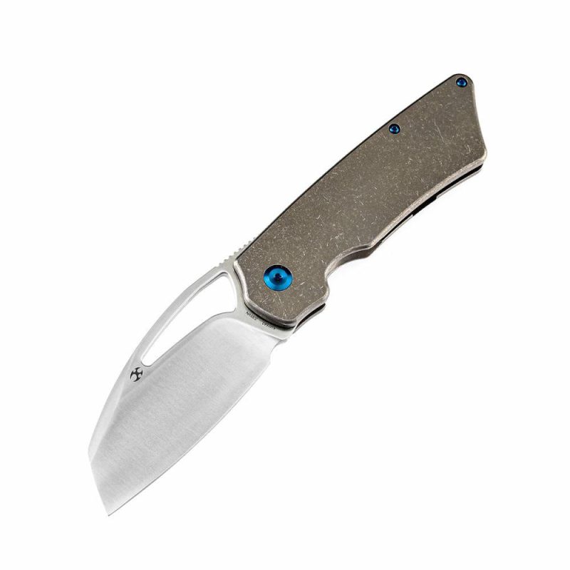 Goblin XL Thumb Hole Knife Bronzed Anodized Titanium Handle ( 3.50”CPM-S35VN Blade) Marshall Noble Design-K1016A3 | Folding Pocket Knives