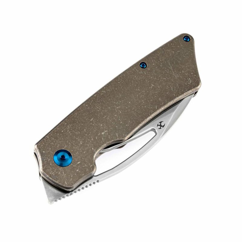 Goblin XL Thumb Hole Knife Bronzed Anodized Titanium Handle ( 3.50”CPM-S35VN Blade) Marshall Noble Design-K1016A3 | Folding Pocket Knives