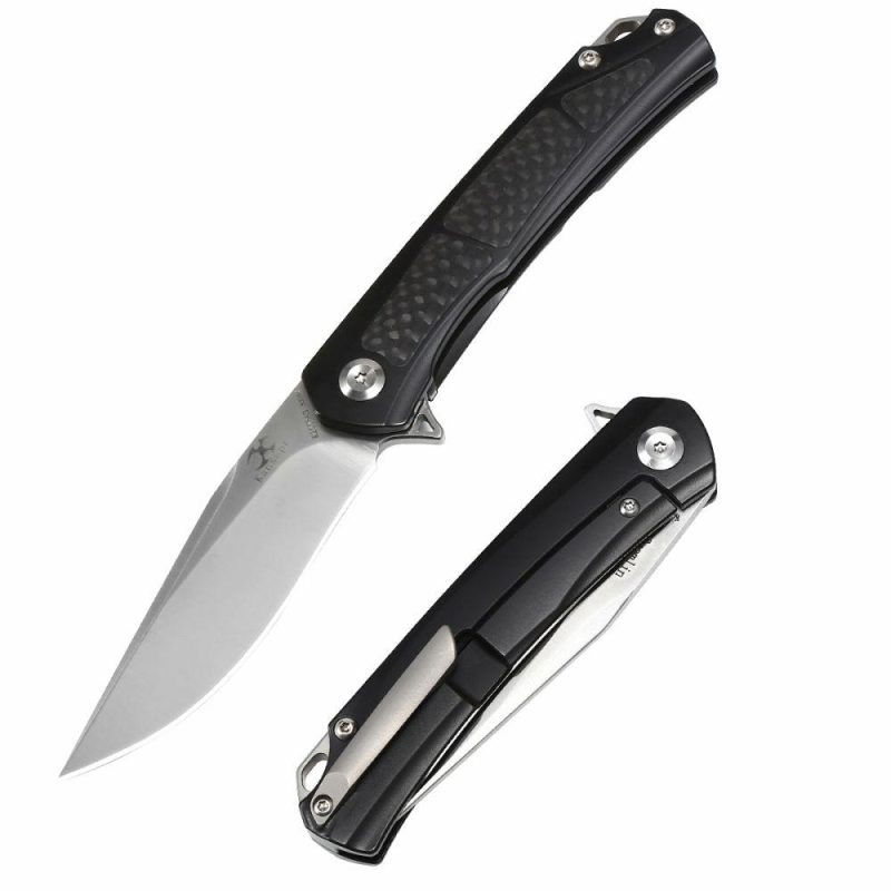 Gremlin Flipper Knife Carbon Fiber Handle (2.91" CPM S35VN Blade)Kim Ning Design-K2003A3 Black | Folding Pocket Knives