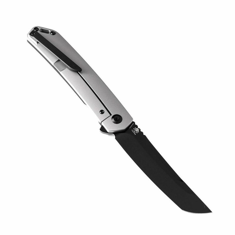 Hazakura K1019A1 S35VN Blade Titanium Handle with Shred Carbon Fiber Insert Slim Flipper Gray/Black | Folding Pocket Knives