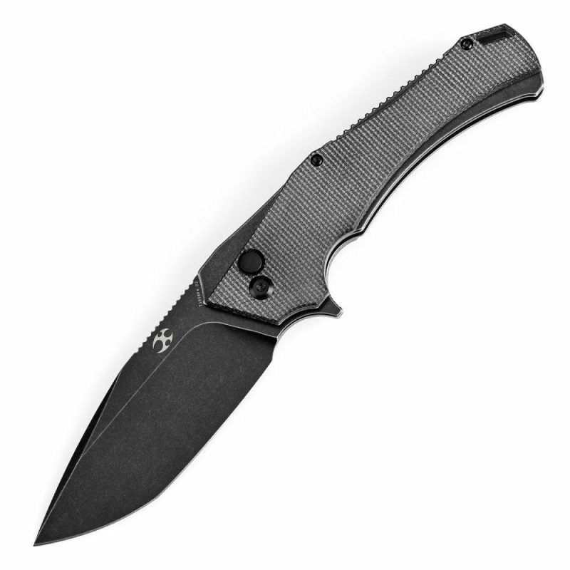 Hellx Button Lock Black Micarta Handle (3.6”D2 Blade ) Mikkel Willumsen Design – T1008F4 Black | Folding Pocket Knives