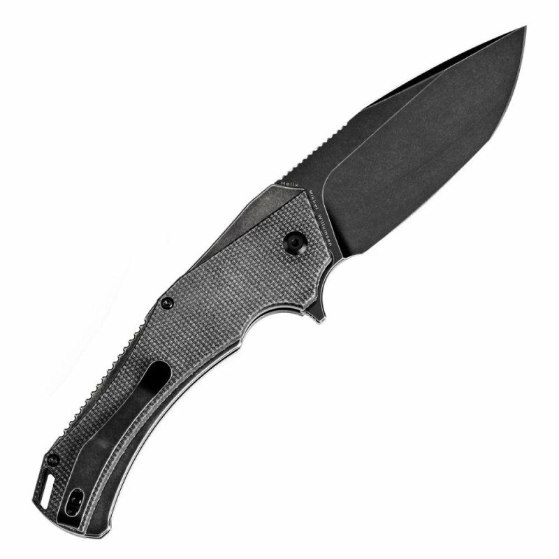 Hellx Button Lock Black Micarta Handle (3.6”D2 Blade ) Mikkel Willumsen Design – T1008F4 Black | Folding Pocket Knives