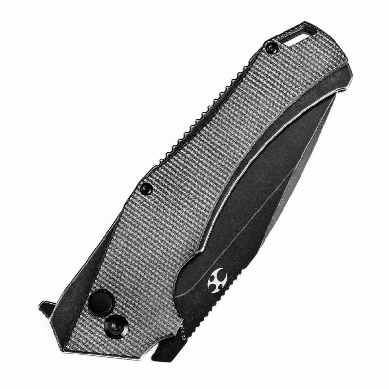 Hellx Button Lock Black Micarta Handle (3.6”D2 Blade ) Mikkel Willumsen Design – T1008F4 Black | Folding Pocket Knives