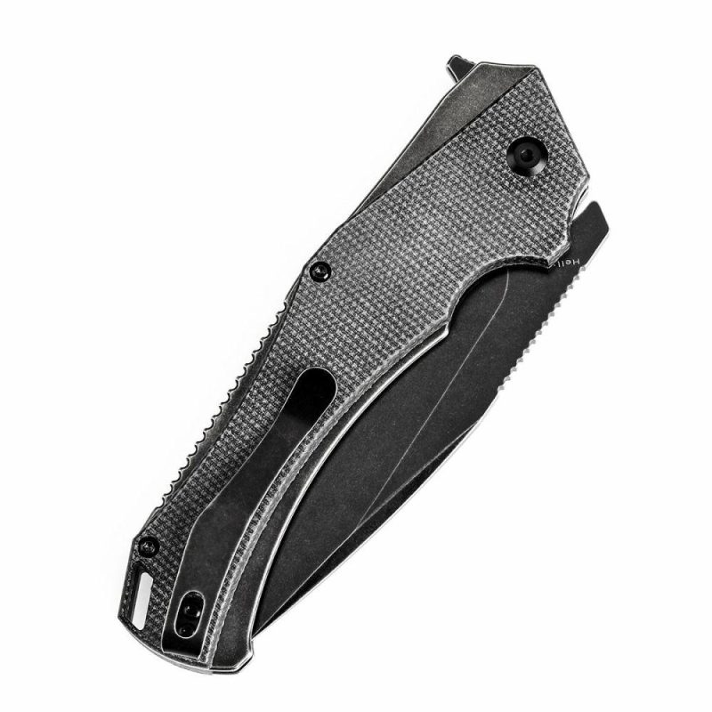 Hellx Button Lock Black Micarta Handle (3.6”D2 Blade ) Mikkel Willumsen Design – T1008F4 Black | Folding Pocket Knives