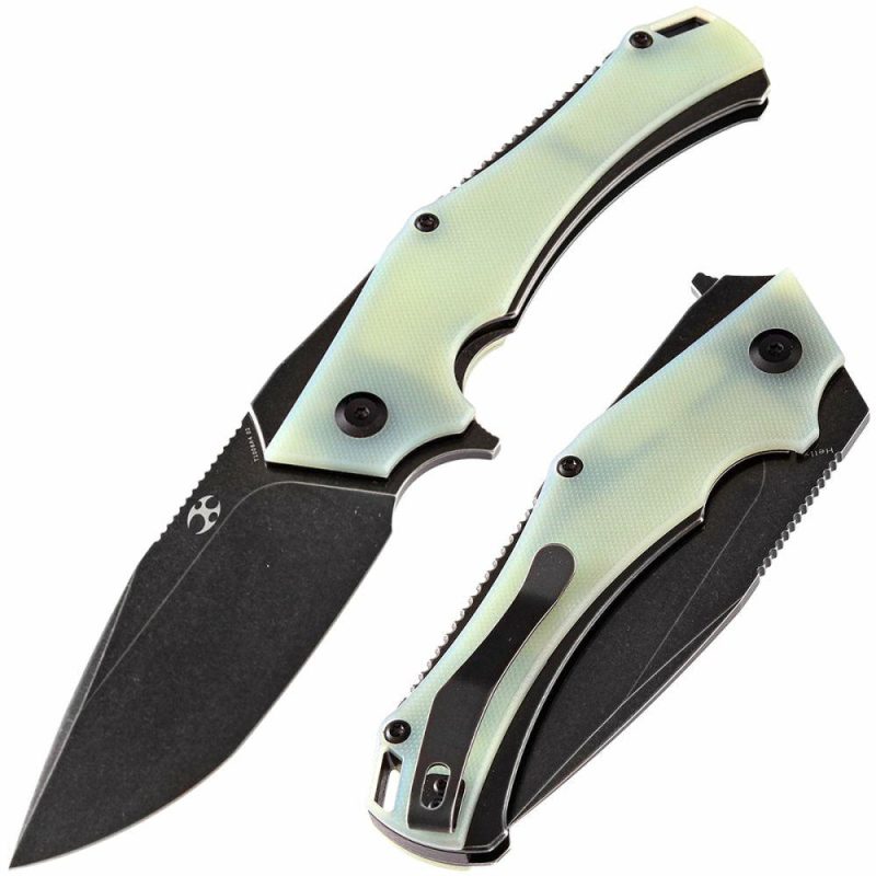 Hellx T1008A4 Folding Tactical Knife with Jade G10 Handle Black TiCn Coated D2 Blade Jade | Folding Pocket Knives