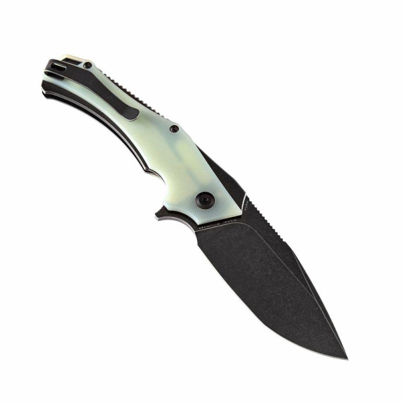 Hellx T1008A4 Folding Tactical Knife with Jade G10 Handle Black TiCn Coated D2 Blade Jade | Folding Pocket Knives