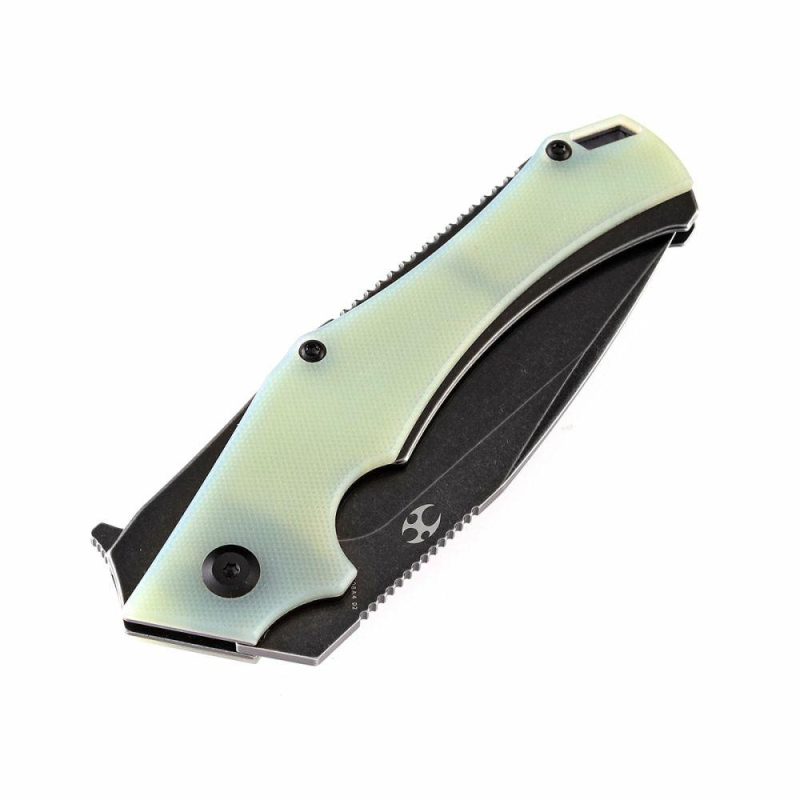 Hellx T1008A4 Folding Tactical Knife with Jade G10 Handle Black TiCn Coated D2 Blade Jade | Folding Pocket Knives